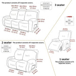 1/2/3 Seater Split Recliner Sofa Covers Solid Color Elastic Chair Cover with Side Pocket Removable Armchair Slipcover for Home