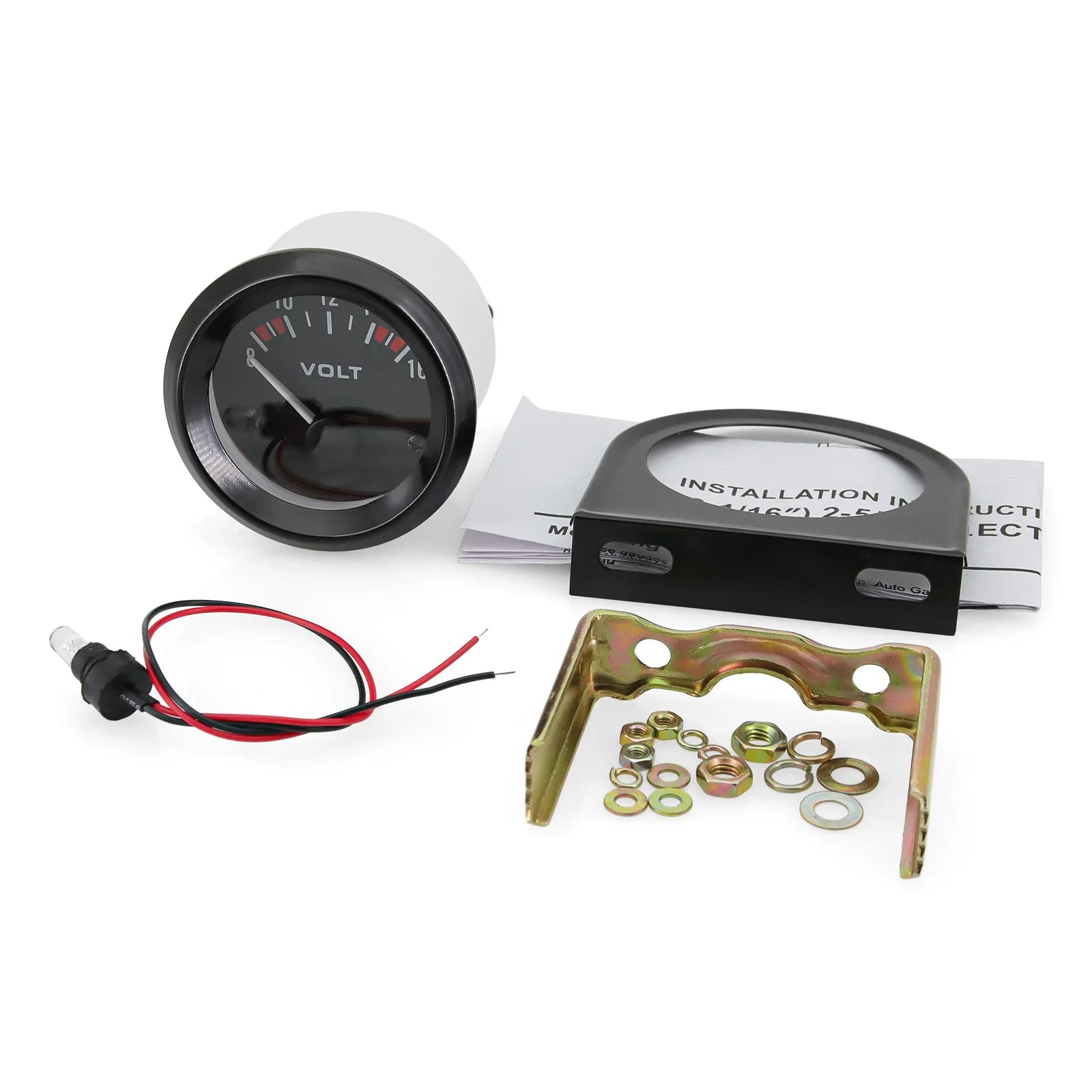 Vehicle Meter 12V Automobile Car Gauge 2inch 52mm Voltmeter with Black Shell White LED Voltage 8-16V VOLTS for Gasoline Car