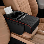 Universal Car Center Console Armrest Cover, Leather Armrest Cushion with Storage Pocket, Auto Interior Organizer Protector Pad