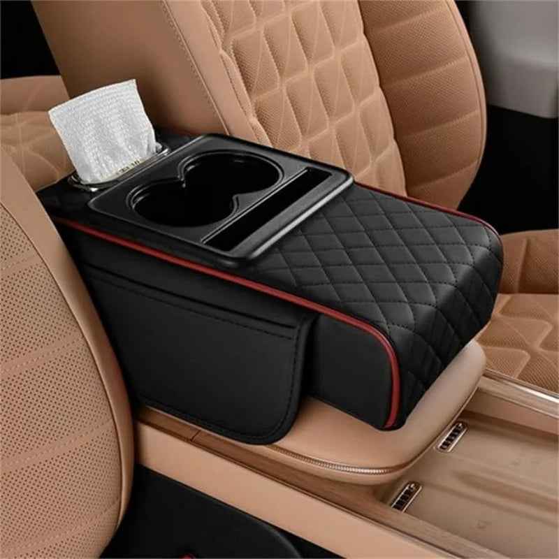 Universal Car Center Console Armrest Cover, Leather Armrest Cushion with Storage Pocket, Auto Interior Organizer Protector Pad
