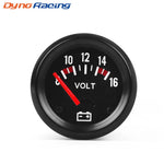 52mm Car Voltmeter 8-16V | Black Mechanical Volt Gauge