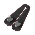 Heart Shape Metal Car Headrest Hooks 2 in 1 Leather Hanger close-up view