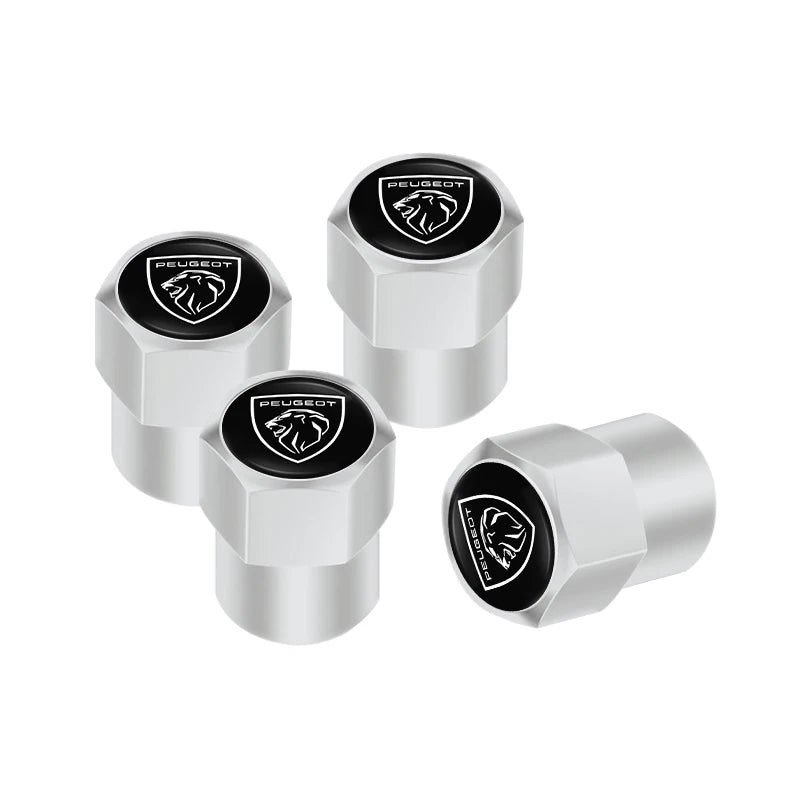 4Pcs Peugeot Logo Car Tyre Valve Caps | Aluminum Alloy Wheel Accessories for Peugeo additional angle