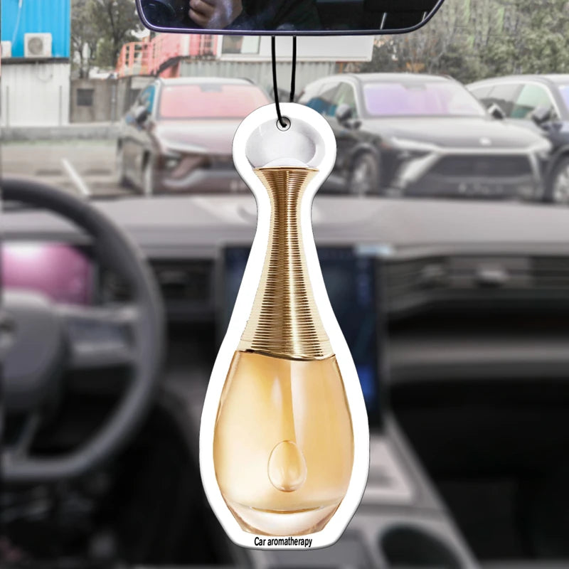 Gilt Perfume Bottle Glass Car Incense | Long-Lasting Jasmine Car Air Freshener Pendan alternate view