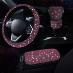 3Pcs Car Accessories Set for Women Steering Wheel Cover Gear Shift Cover Armrest Pad Mat detail view