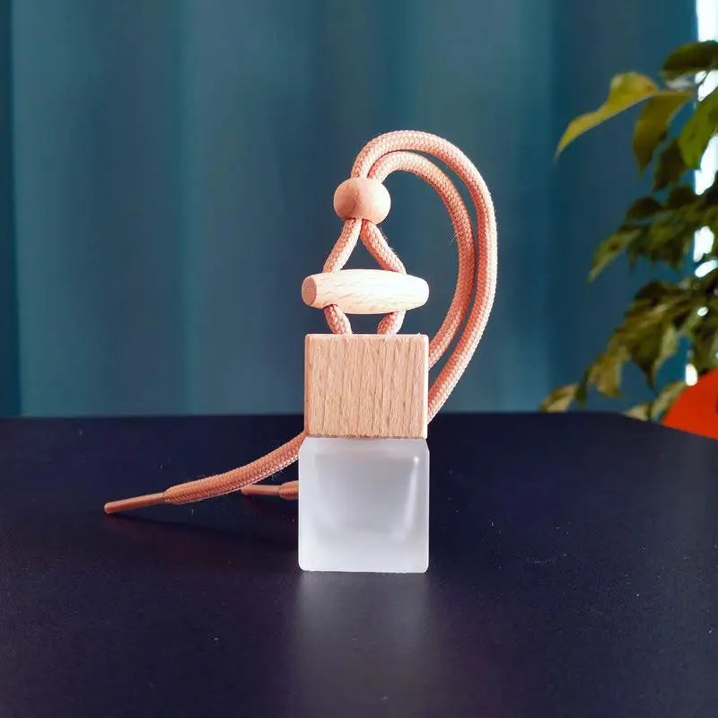 Square Glass Car Perfume Bottle Pendant | Empty Essential Oil Diffuser alternate view