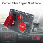 Car Switch Panel 2 Toggle Start Push Button Carbon Fiber