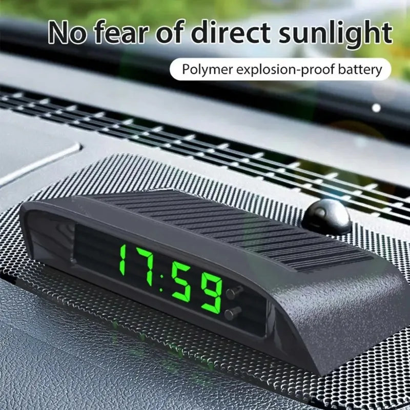Car Clock Solar Charging Stick-On Digital Watch | 24-Hour 3-Level Brightness Auto Adjustment for Car