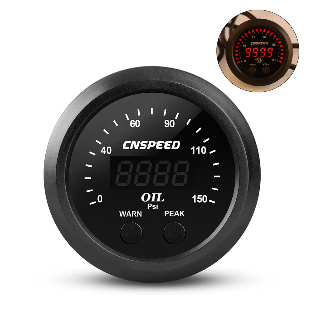 2'' 52MM Car Digital Exhaust Meter | 15psi Fuel Pressure Gauge with Water Temperature alternate view