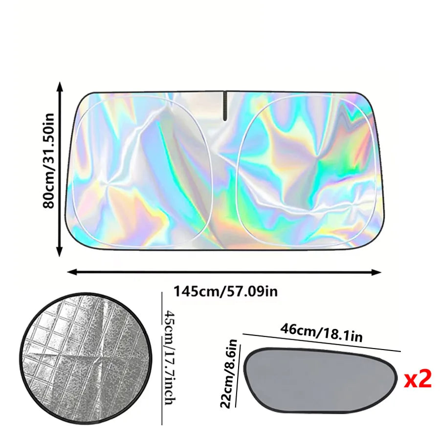 Car Sun Shade Kit, Windshield Sun Visor, Steering Wheel Sun Cover additional angle