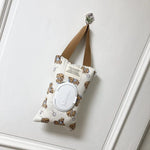 Korean Quilted Tissue Pouch Bear Car Organizer Balloon Wipes Case Ins Style Hanging Disp detail view