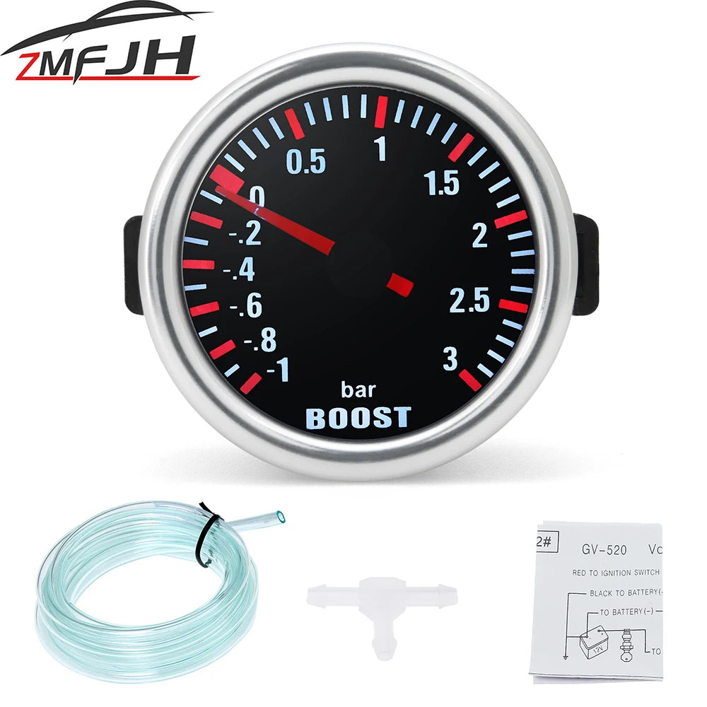 3 Bar Boost Gauge Car Turbo Boost Meter 2" 52mm | Mechanical Boost Indicator for Gasoline Engines