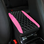 Car armrest cushion center control cushion Car interior accessories PU leather embroidered three-dimensional lattice cushion