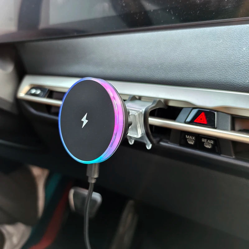 For BMW 5 Series I5 G60 X5 X6 IX 2023 2024 2025 Car Front Air Outlet Phone Magnetic Wireless Charger Holder 15W Accessories Trim
