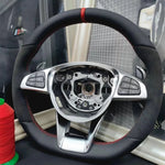Hand-Sewn Suede Car Steering Wheel Cover A-class E-Class GLA GLC W205 C63 Car Interior Accessories F