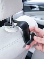 Car Backseat Hooks, Set of Two, Hidden Multifunctional Headrest Storage Rack, Universa close-up view