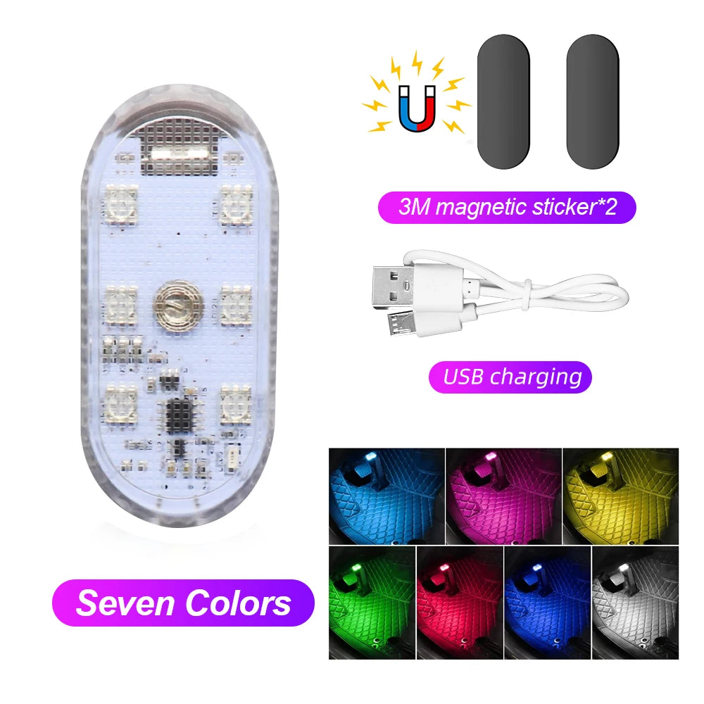 1 PC Multi Color Car Light Wireless LED Touch Light Roof Light Sensor Read Lamp Mini U close-up view