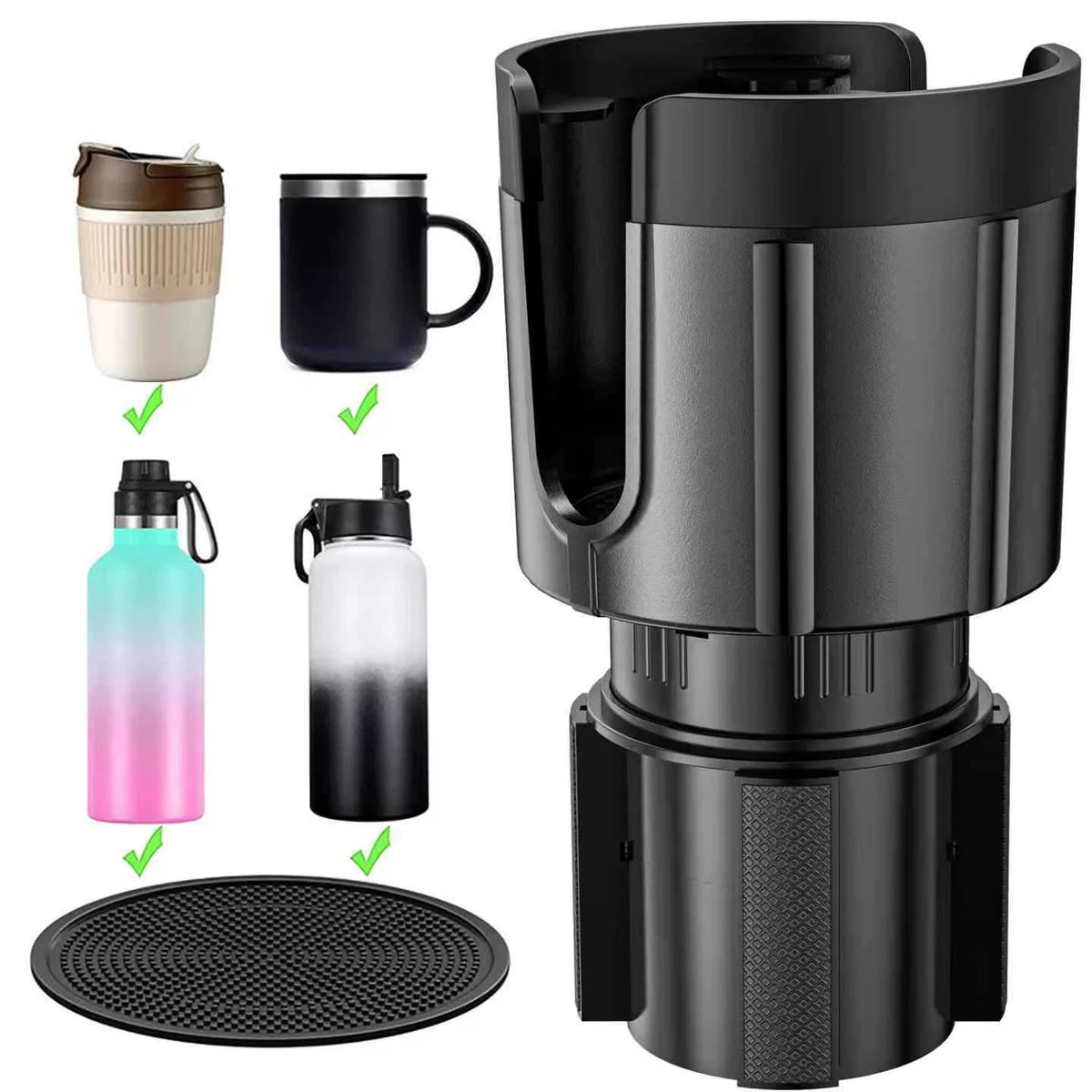 Adjustable Car Cup Holder Extender | Fits Large Drink Bottles & Cups Up To 4.1 Inch Diameter
