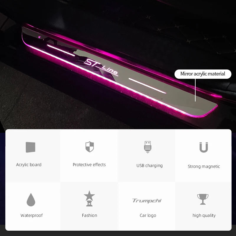 New LED Welcome Pedal Car Scuff Plate Pedal Door Sill Pathway Light For Ford ST Line alternate view