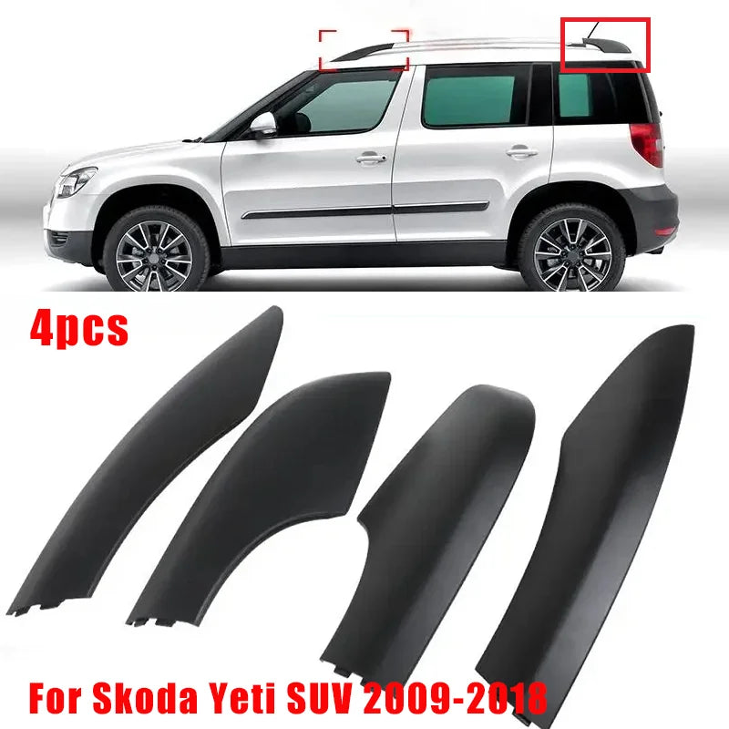 Skoda Yeti Roof Rack Cover Set 2009-2018 | Black Plastic Rail End Caps