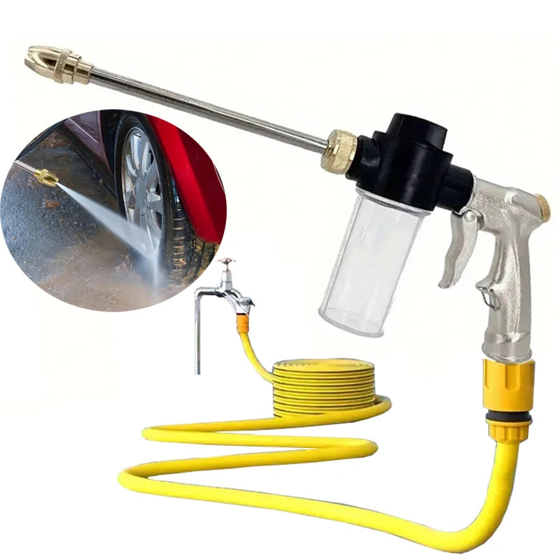High-Pressure Car Cleaning Water Gun | 3/4 Inch Garden Hose Nozzle with Long Handle