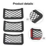 3pcs Universal Car Organizer Mesh Storage Bag | Seat Side Net Pocket for Phone and Sundr detail view