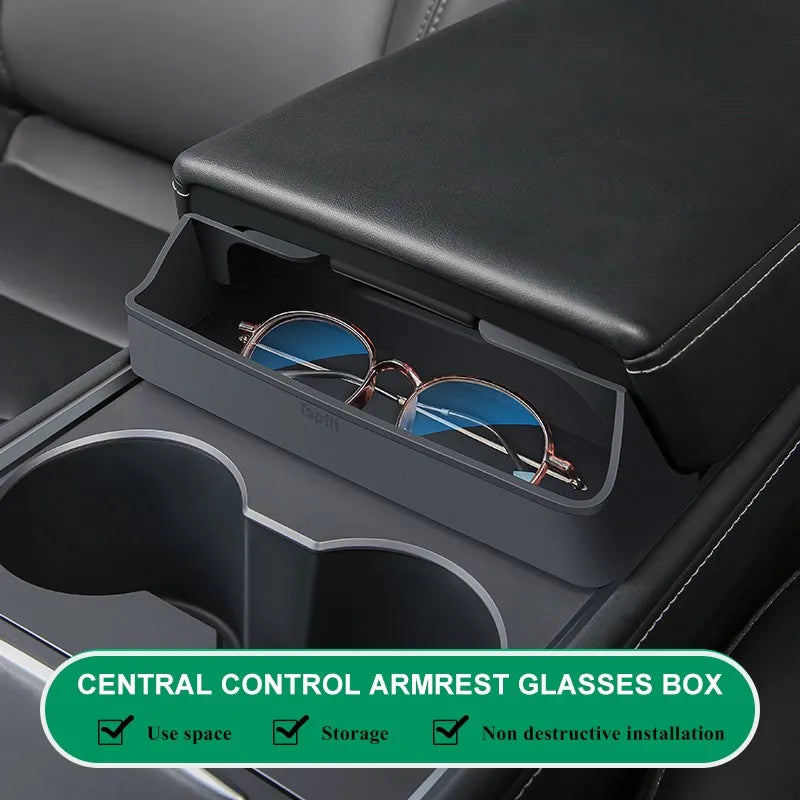 For Tesla Model 3 Model Y Accessories 2023 Central Control Armrest Box Phone Pocket additional angle