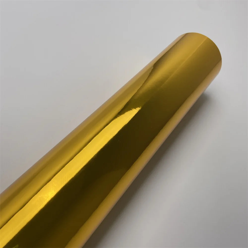 Glossy Gold Chrome Vinyl Wrap Film Car Motorcycle Sticker Waterproof Bubble Free Self-Ad detail view