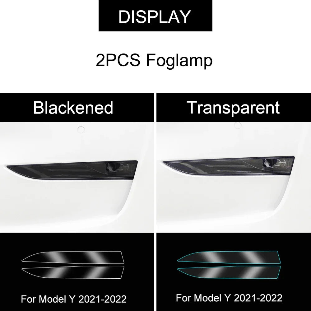 For Tesla Model 3 Y 2017-2023 TPU Blackened Headlight Taillight Foglight Protective additional angle