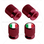 4Pcs Aluminum Motorcycle Car Tire Valve Caps with Germany France Italy Flag Emblems | Un detail view