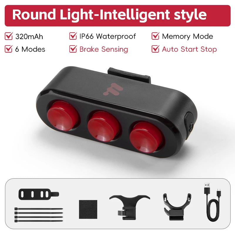 WEST BIKING Bicycle Rear Light Multi LED IP66 Tail Light Auto Start/Stop Brake Sensin lifestyle view