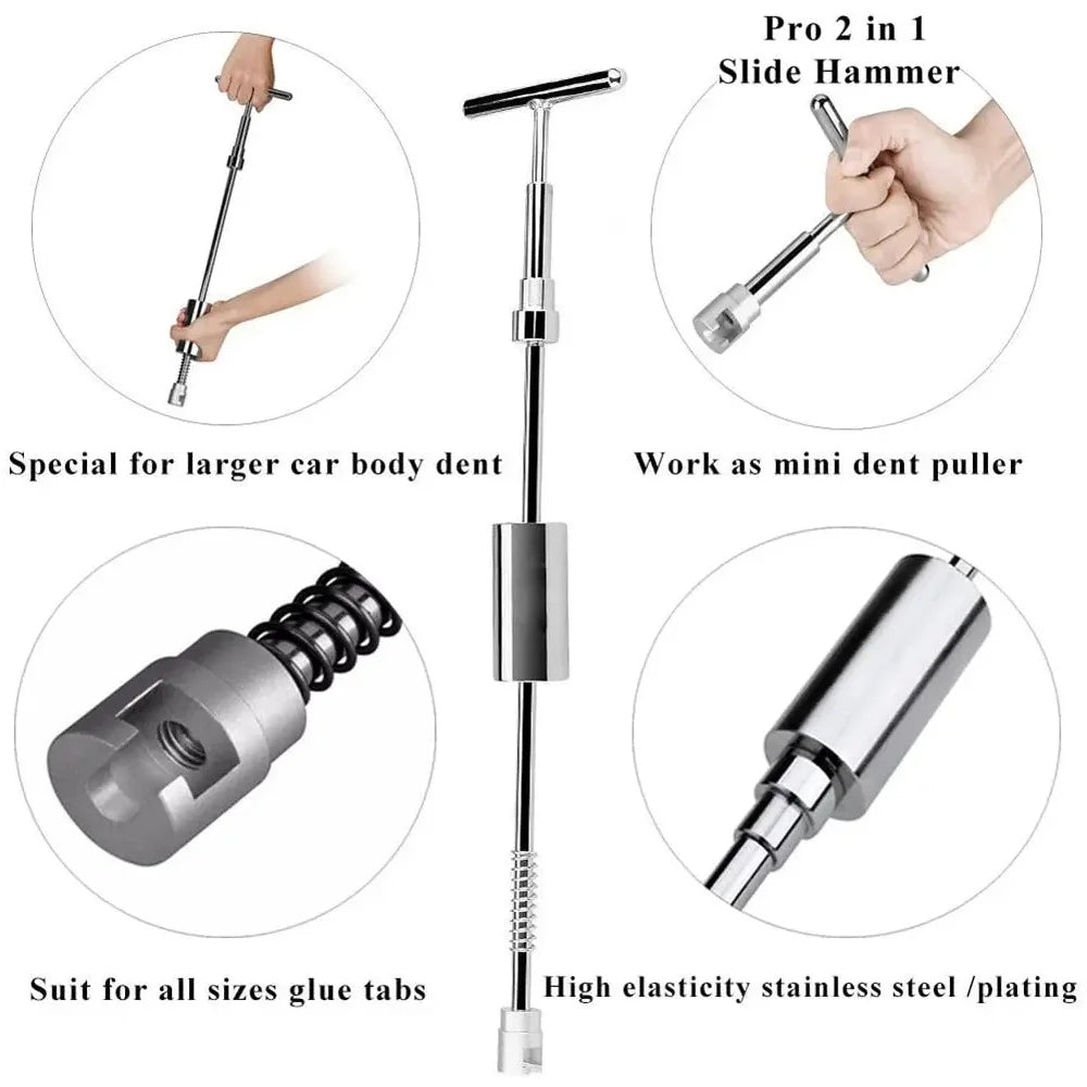 Car Body Repair Dent Removal Tools, Dent Paintless Dent Removal Kit, Suction Cup Slide Hammer for Small &Large Dent Hail Damage