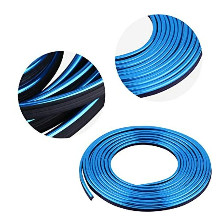 Blue Car Interior Trim Strip | Flexible Decorative Moulding Line 5M close-up view