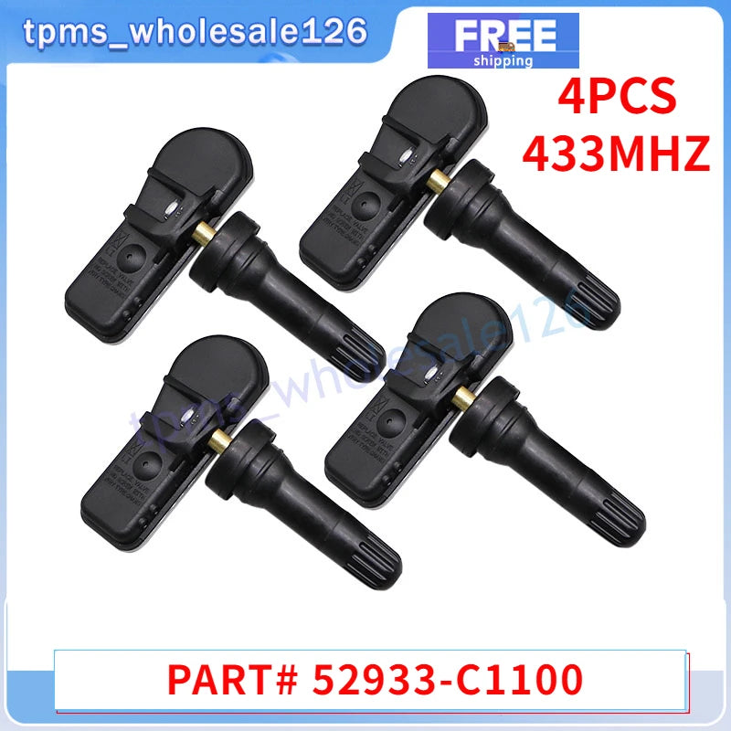 433MHZ TPMS 52933-C1100 Car Tire Pressure Sensor 4PCS For 2017-2019 Hyundai Creta Genesis G70 i20 ix