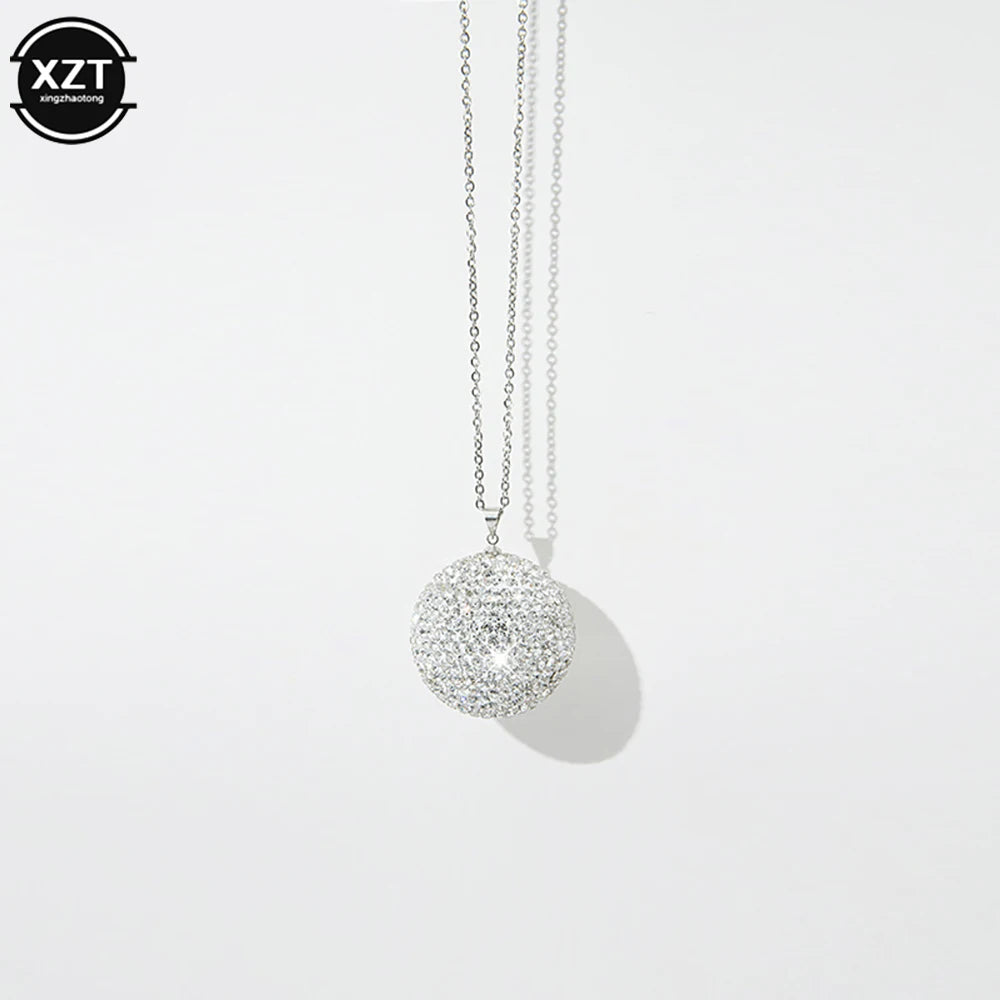 Car Crystal Ball Pendant Car Rearview Mirror Pendant Bling Bling Rhinestone Ball Car Interiot Decoration Car Accessories
