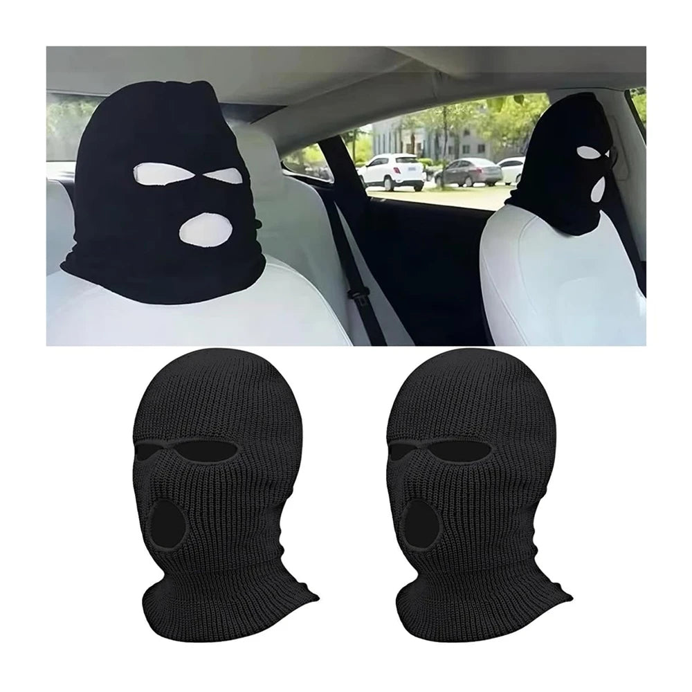Universal Car Headrest Cover Car Seat Face Mask Ski Mask Halloween Christmas Funny Dec close-up view