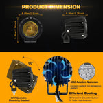 HYNBYZJ LED Motorcycle Headlight | 60W 5000LM Round Fog Lamp for Off Road ATV Truck 4x4 detail view