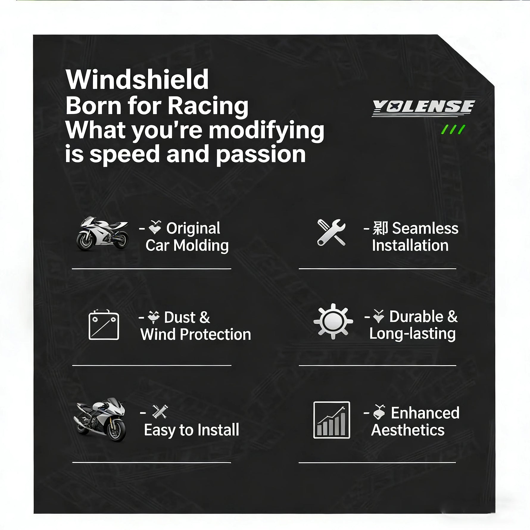YOLENSE Double Bubble Windscreen for CFMOTO 675SR 675SR-R | Motorcycle Wind Deflect additional angle