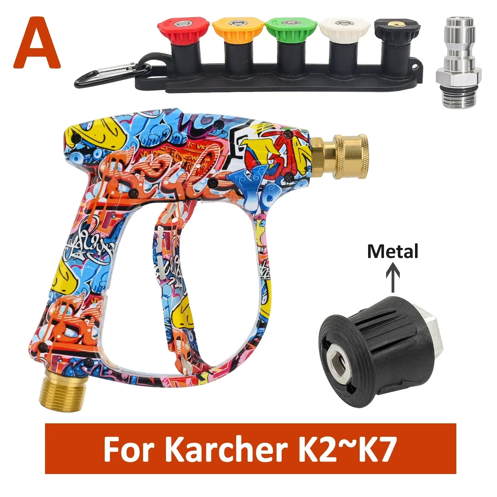 Graffiti Design High Pressure Washer Gun | 4350PSI Multi-Functional Tool with Foam Bottl detail view