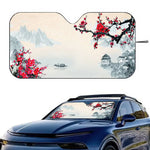 Chinese Plum Flower Sunshade Windscreen 3D Film Plaid Gift Novelty Car Front Window V alternate view
