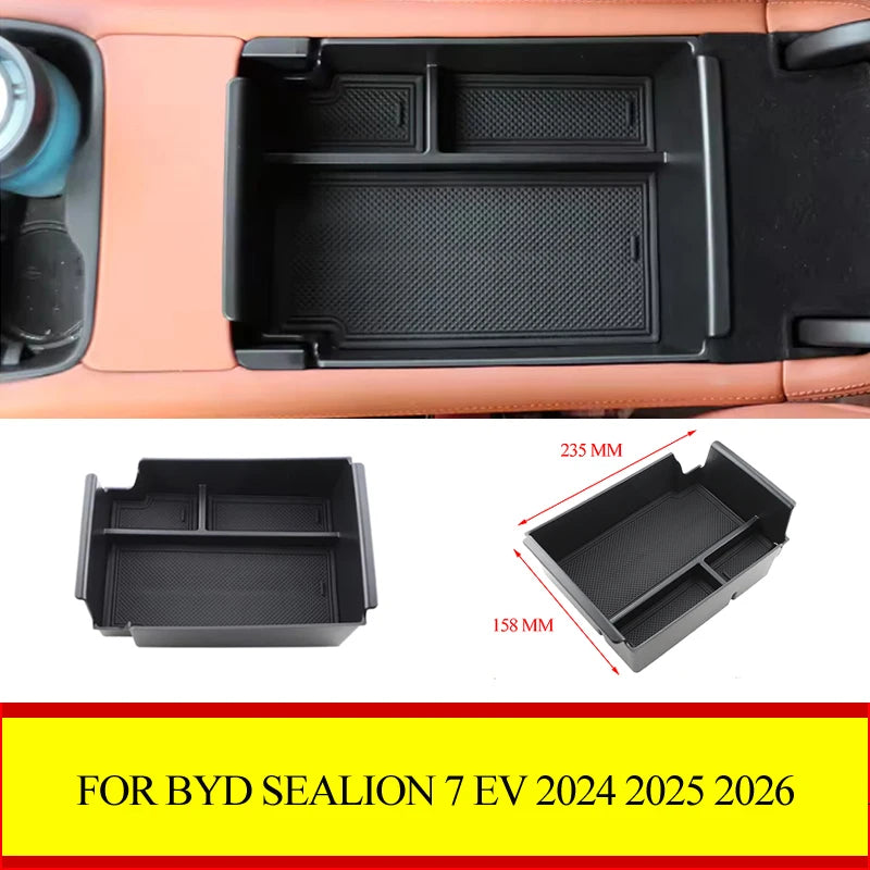 ABS Car Center Console Armrest Box Tray For BYD Sealion 7 EV 2024 2025 2026 Organizer Holder Accessories