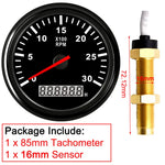 3000RPM Tachometer 85mm with Sensor | Diesel Engine Marine Boat Car RPM Gauge Hour Me alternate view