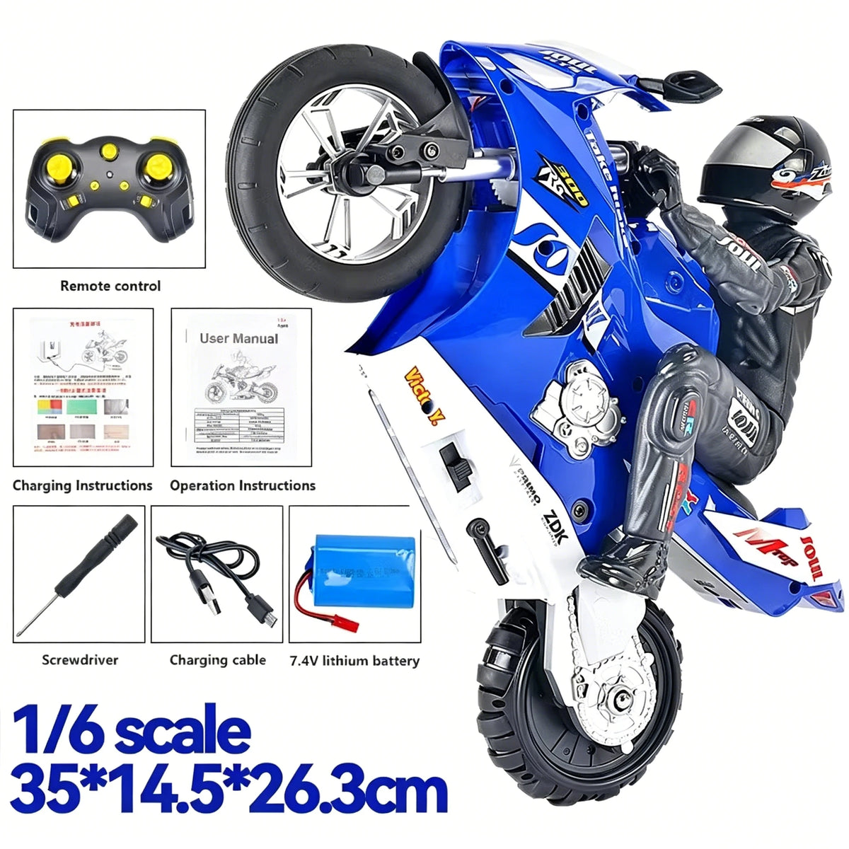 RC Motorcycle 1:10 Electric RC Drift Motorcycle with 4CH Remote Control alternate view