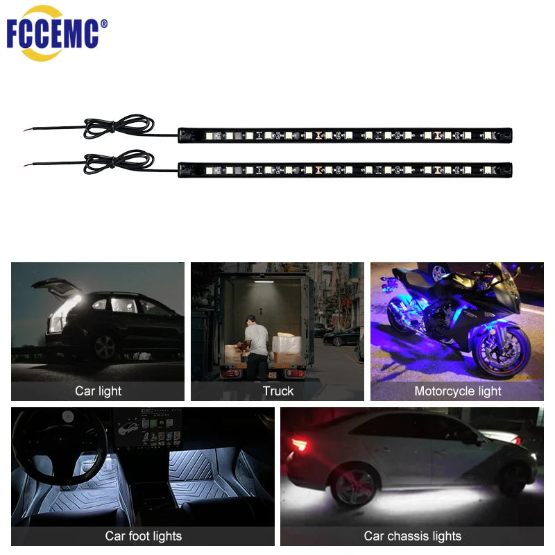 Car Ambient LED Strip Lights 2pcs 12V Waterproof