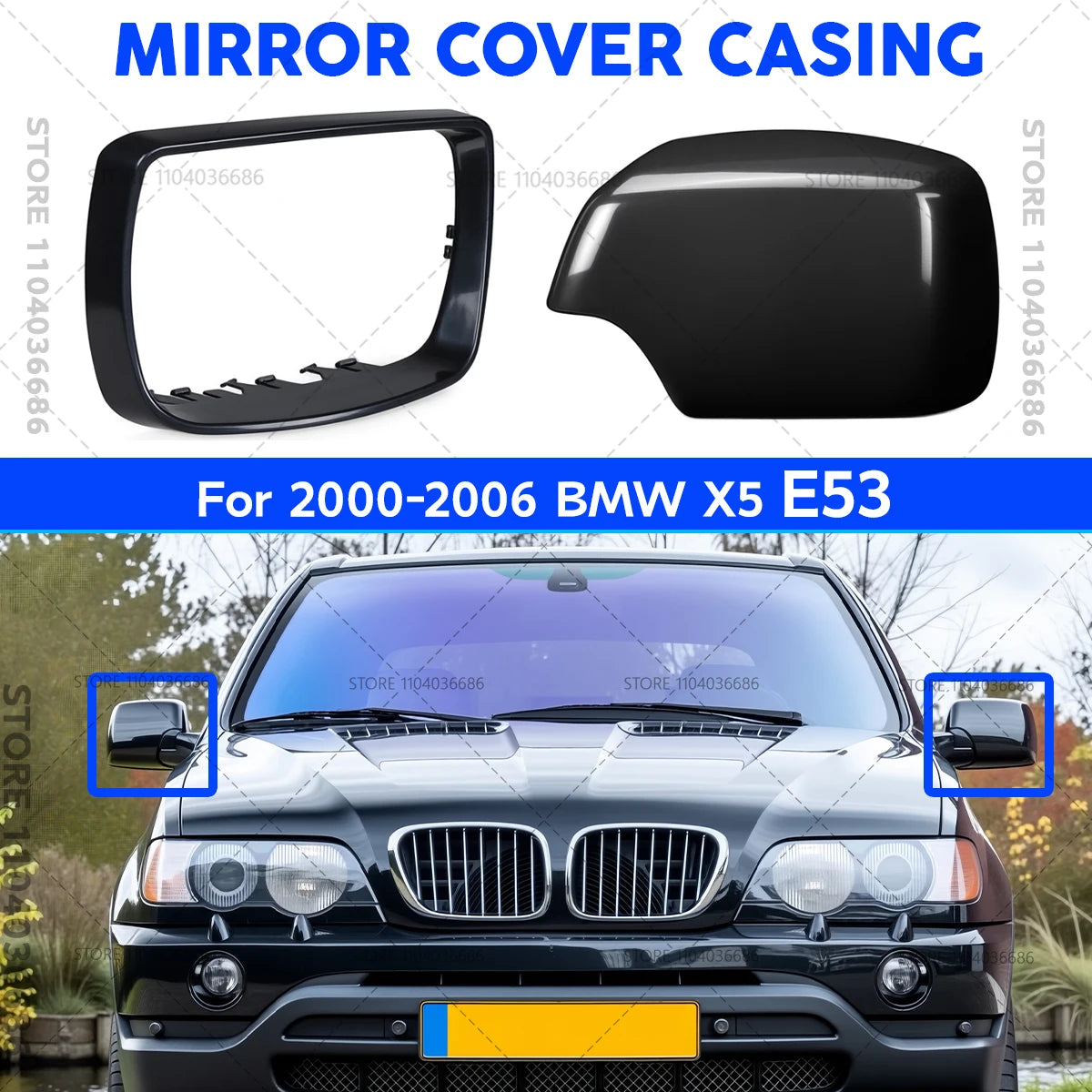 For 2000 2001 2002 2003 2004 2005 2006 BMW X5 3.0i  4.4i  4.8is E53 Wing Door Mirror Cover Casing