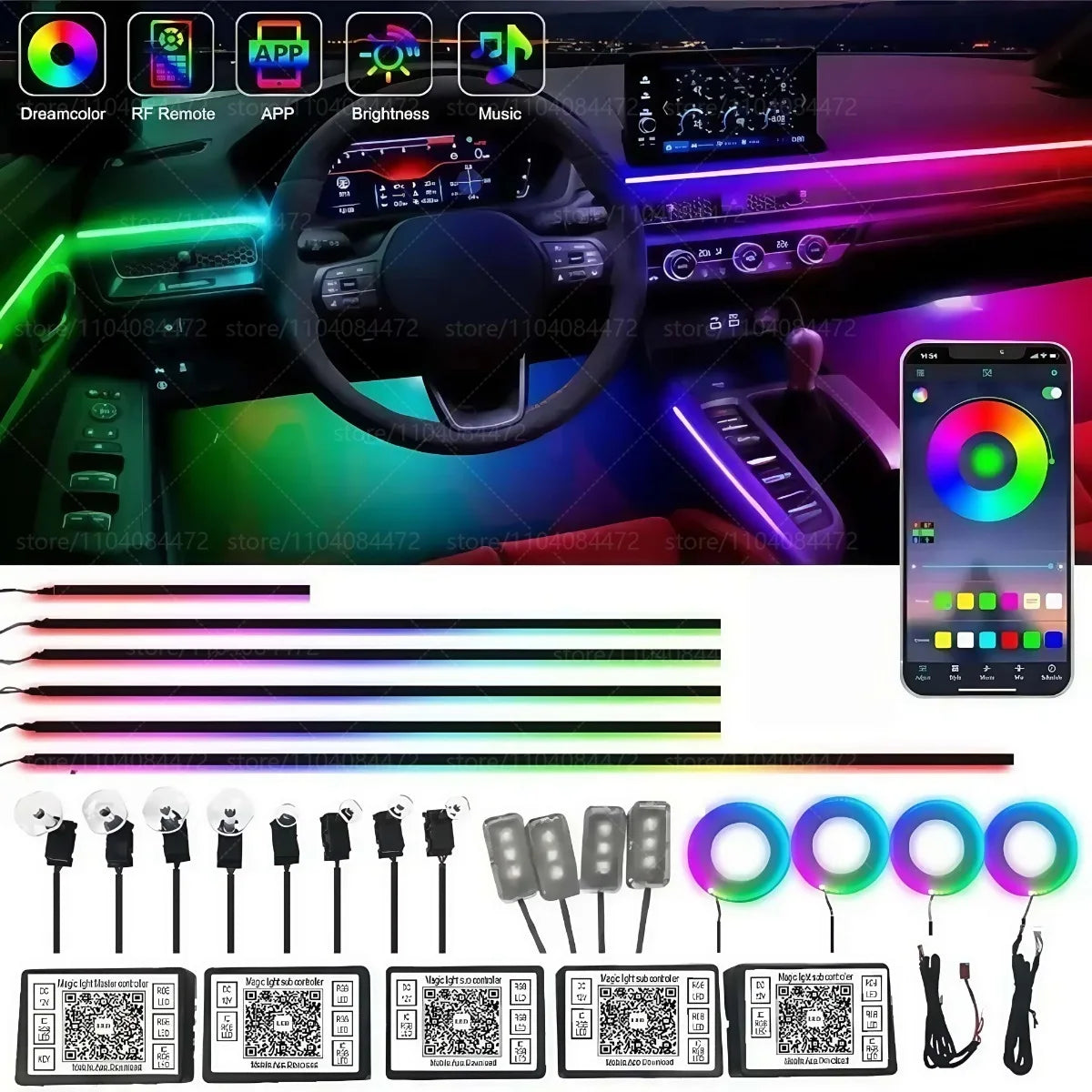 For Audi TT 8J/8S 22in1 RGB Car Interior Ambient Lights | Acrylic Hidden Strip Decoratio detail view