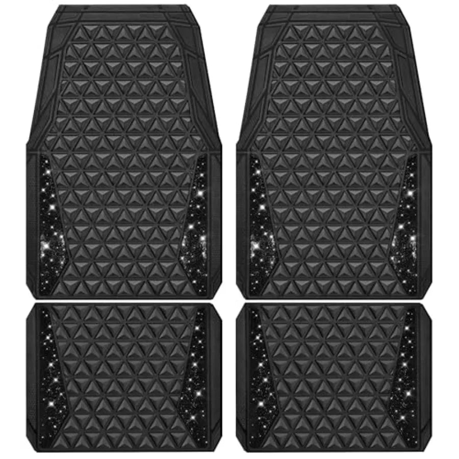 Dazzle Glitter Car Floor Mats | 3D Rhombus, Anti-Slip, Waterproof, Universal Trim Fit