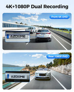 AZDOME M300S Dash Cam 4K+1080P Car Rear Camera Dash Cam 800MP Lens Built-in GPS WIFI Car DVR Voice Control Night Vision 후방카메
