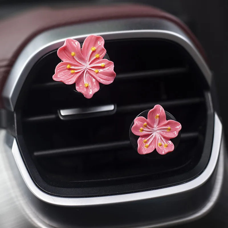 2Pcs Car Perfume Clip Flower Air Freshener | Cherry Blossom Peach Blossom Car Decor additional angle