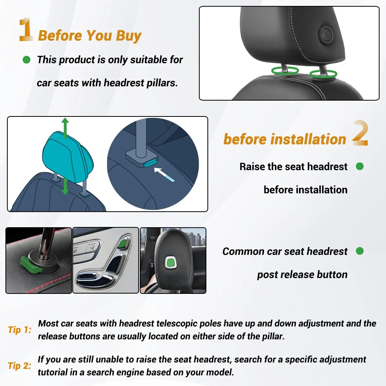 180° Adjustable Car Headrest Pillow – Thickened Memory Foam Neck Support with ABS Fra lifestyle view